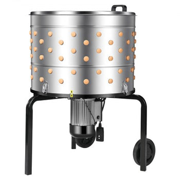 Chicken Plucker Machine, 25.6 in Drum, 1200W & 275RPM Electric Chicken Plucking Machine with 158 Soft Fingers & Transport Wheels, Stainless Steel Feather Remover for Processing 4 Chicks Once