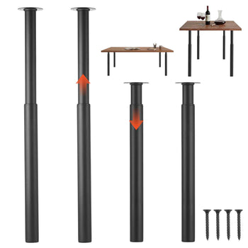 Adjustable Table Legs, 28-43.3 in Steel Furniture Legs, 1200 lbs Max Load Heavy Duty, Quick Installation, Ideal for Home Office Desk DIY, Coffee Dinner Bar Tables, Workbenches, Set of 4, Black