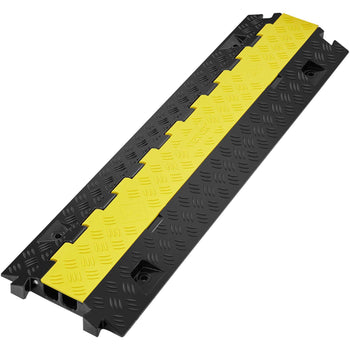 Cable Protector Ramp, 2 Channel, 22000 lbs/axle Capacity Heavy Duty TPU Wire Cord Cover Ramp Hose Protector Ramp Driveway, Traffic Speed Bump with TPR Flip-Open Top Cover, for Indoor & Outdoor