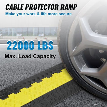 5 PCs Cable Protector Ramp, 2 Channel, 22000 lbs/axle Capacity Heavy Duty TPU Wire Cover Ramp Hose Protector Ramp Driveway, Traffic Speed Bump with TPR Flip-Open Top Cover, for Indoor & Outdoor