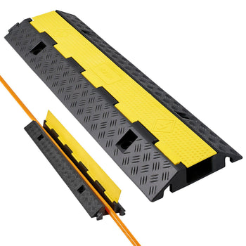 Cable Protector Ramp, 22,000 lbs/axle Capacity, 1 Channel Heavy Duty Rubber Cord Hose Wire Cover, 2.76 x 1.97 in Channel, Traffic Speed Bump with Flip-Open Top Cover, for Indoor Outdoor, 1 Pack