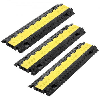 Cable Protector Ramp, 22,000 lbs/axle Capacity, 2 Channel Heavy Duty TPU Cord Hose Wire Cover, 1.2 x 1.1 in Channel, Traffic Speed Bump with Flip-Open Top Cover, for Indoor Outdoor Use, 3 Pack