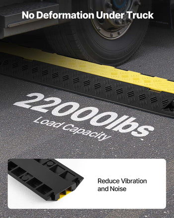 Cable Protector Ramp, 22,000 lbs/axle Capacity, 2 Channel Heavy Duty TPU Cord Hose Wire Cover, 1.2 x 1.1 in Channel, Traffic Speed Bump with Flip-Open Top Cover, for Indoor Outdoor Use, 3 Pack