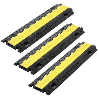 Cable Protector Ramp, 22,000 lbs/axle Capacity, 2 Channel Heavy Duty TPU Cord Hose Wire Cover, 1.2 x 1.1 in Channel, Traffic Speed Bump with Flip-Open Top Cover, for Indoor Outdoor Use, 3 Pack