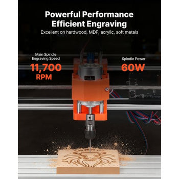 3018 CNC Router Machine, 60W Spindle, 3-Axis Wood Engraving Milling Machine, with 300 x 180 x 40 mm Working Area, Aluminum Alloy Structure, for Wood Acrylic Carving Cutting