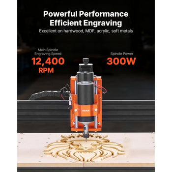 CNC Router Machine, 300W Spindle, 3-Axis Wood Engraving Milling Machine, with 15.75 x 15.75 x 2.36 in Working Area, Offline Controller, Aluminum Alloy Structure, for Wood Acrylic Carving Cutting