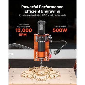 CNC Router Machine, 500W Spindle, 3-Axis Wood Engraving Milling Machine, with Dual Linear Rails & Ball Screw, 15.75 x 15.75 x 3.74 in Working Area, Trim Router, for Wood Acrylic Carving Cutting