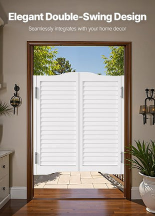 Double Saloon Doors, 36"W x 36" H Arched Top Interior Swinging Cafe Doors, Premium Pine Wood, with Hinges & Hardware Kit, Easy to Install, for Hallway Kitchen Bar Pub Entrance, White