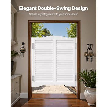 Double Saloon Doors, 36"W x 36" H Arched Top Interior Swinging Cafe Doors, Premium Pine Wood, with Hinges & Hardware Kit, Easy to Install, for Hallway Kitchen Bar Pub Entrance, White
