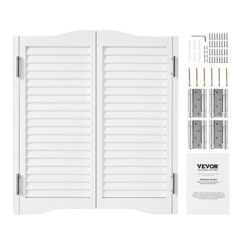 Double Saloon Doors, 36"W x 36" H Arched Top Interior Swinging Cafe Doors, Premium Pine Wood, with Hinges & Hardware Kit, Easy to Install, for Hallway Kitchen Bar Pub Entrance, White