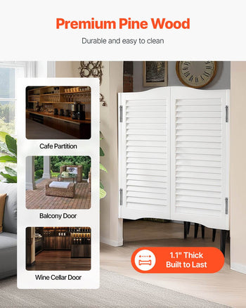 Double Saloon Doors, 36"W x 36" H Arched Top Interior Swinging Cafe Doors, Premium Pine Wood, with Hinges & Hardware Kit, Easy to Install, for Hallway Kitchen Bar Pub Entrance, White