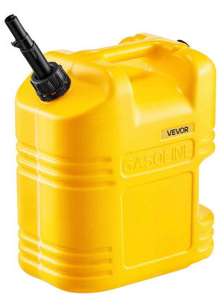 Fuel Container, 5 Gallon, Gas Tank with Spout & Clear Scale, 15 L/min Max Flow Rate, Secure & Leak-proof, Portable Flat Fluid Container for Most Cars Motorcycle SUV ATV UTV, Yellow, 1 Pack