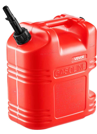 Fuel Container, 5 Gallon, Gas Tank with Spout & Clear Scale, 15 L/min Max Flow Rate, Secure & Leak-proof, Portable Flat Fluid Container for Most Cars Motorcycle ATV UTV, Red, 1 Pack