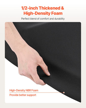 Salon Mat for Hair Stylist, 3 x 5 FT Semi-circle Salon Chair Mat, 1/2-inch Thickened Anti Fatigue Barber Shop Floor Mat with Round Cut Out, Easy-to-Clean PVC Surface & Anti-Trip Beveled Edges