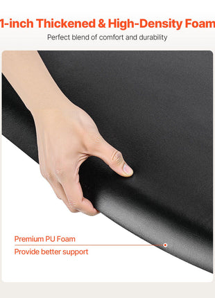 Salon Mat for Hair Stylist, 3 x 4 FT Semi-circle Salon Chair Mat, 1-inch Thickened Anti Fatigue Barber Shop Floor Mat with Round Cut Out, Easy-to-Clean PVC Surface & Anti-Trip Beveled Edges