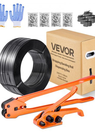 Banding Strapping Kit, Heavy Duty Banding Sealer Tool with 2000 ft PET Band, 600 Metal Seals, 200 Corner Protectors, Plastic Pallet Packaging Strapping Kit for Warehouse, Transportation, Home