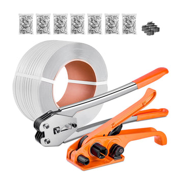 Banding Strapping Kit, Heavy Duty Banding Sealer Tool with 3200 ft Length PP Band, 1000 Metal Seals, 50 Corner Protectors, Plastic Pallet Packaging Strapping Kit for Warehouse/Shipping/Moving