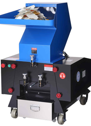 Plastic Shredder Crusher, 5.5HP/4.0KW Plastic Grinder Granulator, 150-200kg/h Capacity Pulverizer Recycling Machine with Wheels, SDK-11 Blade & 8mm Mesh for PVC PTFE (220V 60Hz 3-Phase)