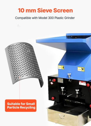 Screen Mesh for Plastic Shredder, High-Quality Steel Durable Mesh, 0.39 in/10 mm High-Precision Aperture Screen, Compatible with Model 300 Plastic Grinder, Suitable for Medium Particle Recycling