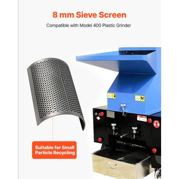 Screen Mesh for Plastic Shredder, High-Quality Steel Durable Mesh, 0.315 in/8 mm High-Precision Aperture Screen, Compatible with Model 400 Plastic Grinder, Suitable for Small Particle Recycling