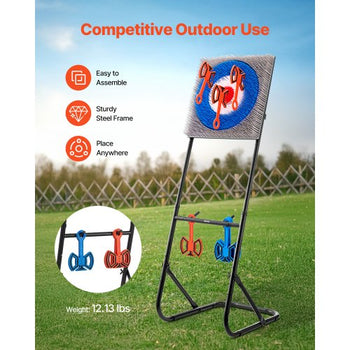 Axe Throwing Game, Plastic Bristle Target with 8 Throwing Axes Set, Foldable Steel Frame, Easy to Store, Stable Placement for Indoor and Outdoor, Backyard, Yard and Carnival Games, Adults Kids