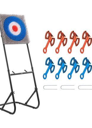 Axe Throwing Game, Plastic Bristle Target with 8 Throwing Axes Set, Foldable Steel Frame, Easy to Store, Stable Placement for Indoor and Outdoor, Backyard, Yard and Carnival Games, Adults Kids