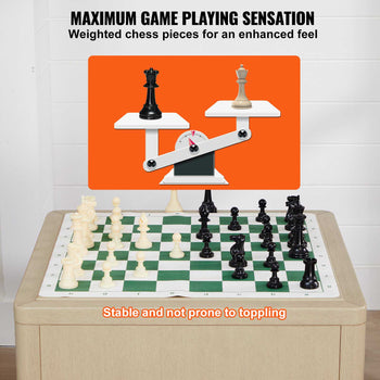 Tournament Chess Set, 20 Inch Roll-Up Beginner Chess Board, Foldable Silicone Chess Game with Plastic Weighted Chess Pieces & Storage Bag, Portable Travel Chess Board Gift for Adult Kid Family