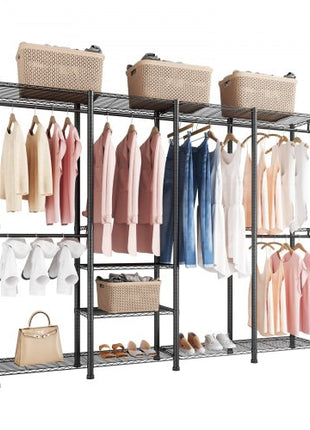 Clothing Garment Rack, Heavy Duty Closet Wardrobe, Adjustable Tiers Clothes Racks with Steel Frame, 1100 lbs Load Capacity Clothes Rack with 4 Hanging Rods for Bedroom, Clothing Store, Hallway