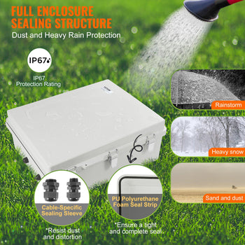 Outdoor Electrical Junction Box, 13.78 x 9.84 x 5.90 in, ABS Plastic Electrical Enclosure Box with Hinged Cover Stainless Steel Latch, IP67 Dustproof Waterproof for Outdoor Electrical Projects