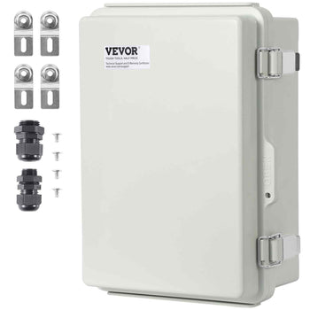 Outdoor Electrical Junction Box, 16.93 x 12.99 x 7.09 in, ABS Plastic Electrical Enclosure Box with Hinged Cover Stainless Steel Latch, IP67 Dustproof Waterproof for Outdoor Electrical Projects
