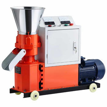Feed Pellet Mill Machine, 6 mm Animal Feed Pellet Making Machine, 3KW 240V Animal Food Granulator Mill Machines with 3 Pressure Rollers & 4 Wheels, Ideal for Poultry, Livestock, Farm Animals