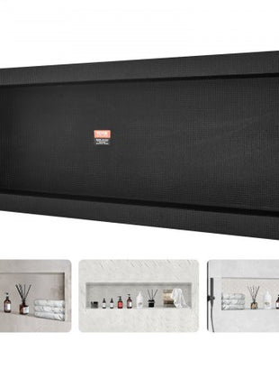 Shower Niche Ready for Tile 16" x 50", Single Shelf Organizer, Square Corners Wall-inserted Niche Recessed, Sealed Protection Modern Soap Storage Niche for Shower Bathroom, Black