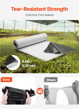 10' x 100' Plastic Sheeting Heavy Duty, 6 Mil Thick Plastic Sheeting Roll, Plastic Drop Cloth Painters Tarp Covering for Crawl Space Vapor Barrier, Black and White Double-Sided, Multi-Purpose