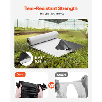 10' x 100' Plastic Sheeting Heavy Duty, 6 Mil Thick Plastic Sheeting Roll, Plastic Drop Cloth Painters Tarp Covering for Crawl Space Vapor Barrier, Black and White Double-Sided, Multi-Purpose