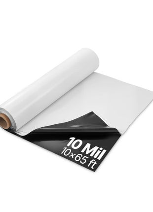10 Mil Plastic Sheeting Heavy Duty 10' x 65', Thick Plastic Sheeting Roll, Plastic Drop Cloth Painters Tarp Covering for Crawl Space Vapor Barrier, Black and White Double-Sided, Multi-Purpose
