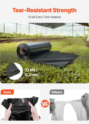 10 Mil Plastic Sheeting Heavy Duty 5' x 100', Thick Plastic Sheeting Roll, Plastic Drop Cloth Painters Tarp, Polyethylene Covering for Crawl Space Vapor Barrier, Multi-Purpose, Black