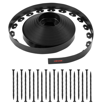 Landscape Edging, 100 ft x 1.5 in Plastic Garden Border Edging with 120 Spikes, No Dig, Flexible Lawn Edgings Roll, UV-Resistant Mini Fence Borders Pathway Edgings for Flower Beds Yard Paver