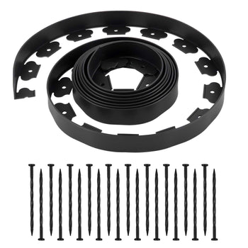 Landscape Edging, 20 ft x 2 in Plastic Garden Border Edging with 120 Spikes, No Dig, Flexible Lawn Edgings Roll, UV-Resistant Mini Fence Borders Pathway Edgings for Flower Beds Yard Paver