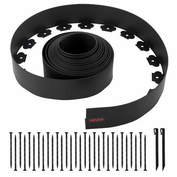 Landscape Edging, 33 ft x 4 in Plastic Garden Border Edging with 30 Spikes & 2 Ground Stakes, No Dig, Flexible Lawn Edgings Roll, UV-Resistant Mini Fence Borders for Flower Beds Yard Paver