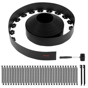 Landscape Edging, 66 ft x 4 in Plastic Garden Border Edging with 60 Spikes & 2 Ground Stakes, No Dig, Flexible Lawn Edgings Roll, UV-Resistant Mini Fence Borders for Flower Beds Yard Paver
