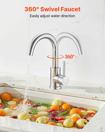 Single Handle Sink Faucet, Kitchen Faucet Brushed Nickel Single Handle, Kitchen Water Faucets with Anti-Splash Aerator, Suitable for Bathroom, RV, Bar Sink, Public Restroom, High Arc Spout