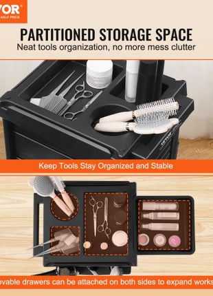 Ultimate Salon Trolley Cart, Lockable Beauty Salon Cart for Stylist with 6 Removable Drawers & Tool Holder, Plastic Hairdressing Rolling Cart with Lockable Wheels for Beauty SPA Barber
