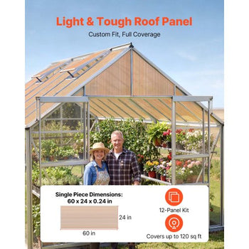 Roof Panels, 12Pcs Polycarbonate Roofing Panels Double Layer, High Impact Corrugated Plastic Greenhouse Replacement Cover, Waterproof for Gazebos, Chicken Coops, Home, Garden (5' x 2' x 0.24")