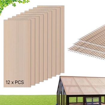 Roof Panels, 12Pcs Polycarbonate Roofing Panels Double Layer, High Impact Corrugated Plastic Greenhouse Replacement Cover, Waterproof for Gazebos, Chicken Coops, Home, Garden (5' x 2' x 0.24")