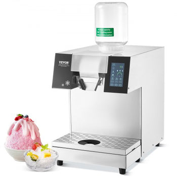 Commercial Snowflake Ice Machine, 397LBS/24H Snowflake Ice Maker, Stainless Steel Ice Shaver Machine, Electric Snow Cone Maker, Liquid Cooling System for Rapid Heat Dissipation, Ice Cream