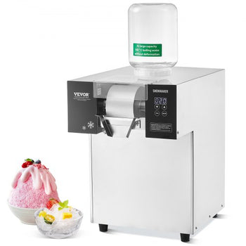 Commercial Snowflake Ice Machine, 385LBS/24H Snowflake Ice Maker, Stainless Steel Ice Shaver Machine, Electric Snow Cone Maker, Liquid Cooling System for Rapid Heat Dissipation, Ice Cream