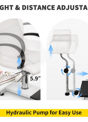 Hydraulic Lift Adjustable Spa Pedicure Unit with Easy-Clean Bubble Massage Footbath White