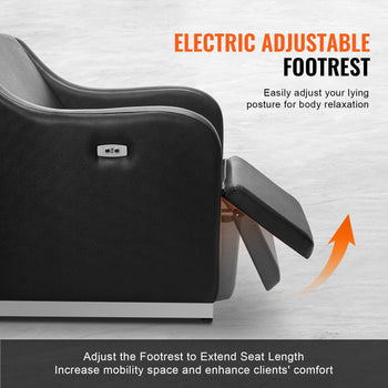 Shampoo Backwash Chair, 661.4LBS Loading Barbershop Hair Washing Station with Electric Adjustable Footrest & Ceramic Bowl, Backwash Salon Shampoo Chair, Beauty Spa Hairdressing Massage Equipment