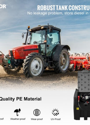 Portable Diesel Tank, 116 Gallon Capacity & 10 GPM Flow Rate, Diesel Fuel Tank with 12V Electric Transfer Pump and 13.1ft Rubber Hose, PE Diesel Transfer Tank for Easy Fuel Transportation, Black