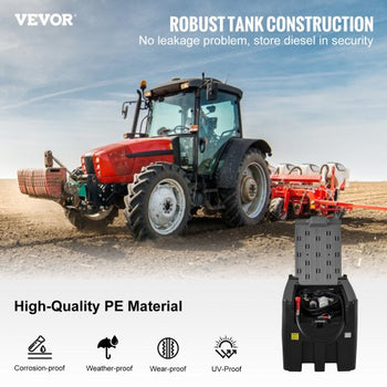 Portable Diesel Tank, 116 Gallon Capacity & 10 GPM Flow Rate, Diesel Fuel Tank with 12V Electric Transfer Pump and 13.1ft Rubber Hose, PE Diesel Transfer Tank for Easy Fuel Transportation, Black